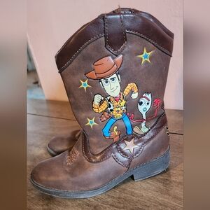 Little Kids Disney Pixar Brown Cowboy Boots with Toy Story4 Design.